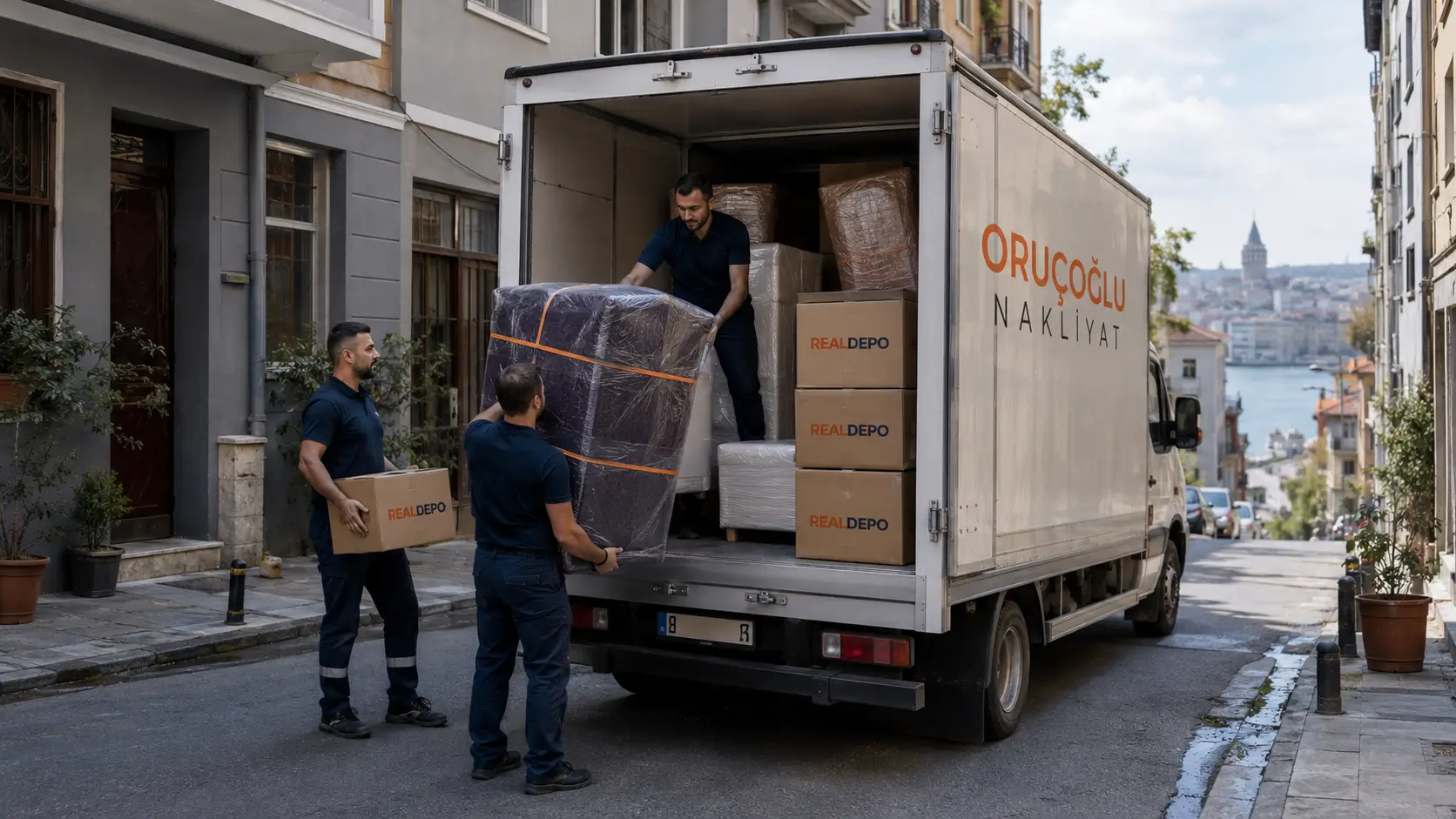 Nakliye aracına titizlikle yerleştirilen parça eşyalar ve profesyonel paketleme detayları